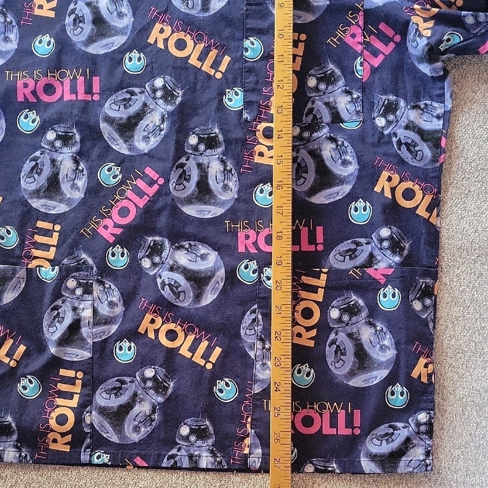 Star Wars Unisex Uniform Colorful Graphic Print Scrub Top Size M - Picture 7 of 8